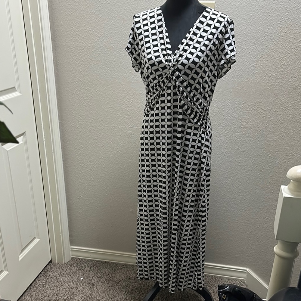 Geometric Black and White Maxi Dress